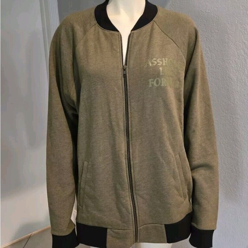 ALF Olive Green  BOMBER FULL ZIP Graphic Sweatshirt - Picture 9 of 9
